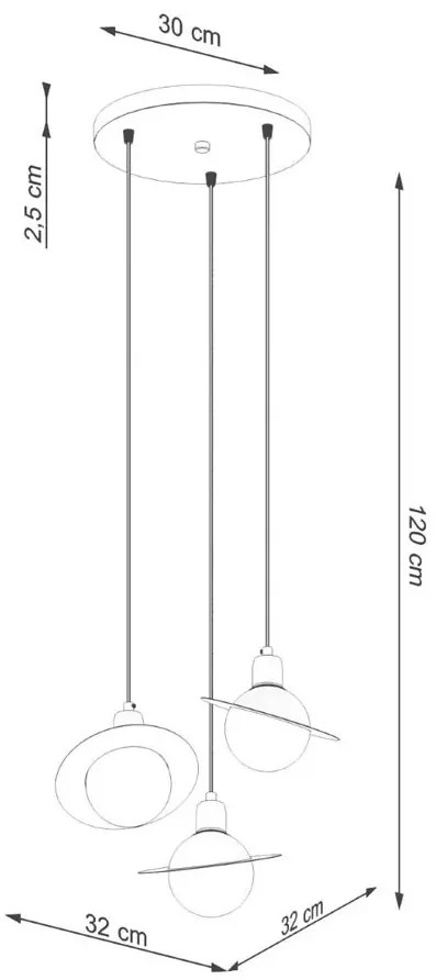 Czarna potrójna lampa wisząca nad stół - 3X A605 C6-W14