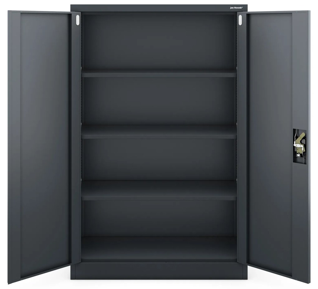 Biurowa szafa metalowa na akta KEVIN, 900 x 1400 x 400 mm, antracyt