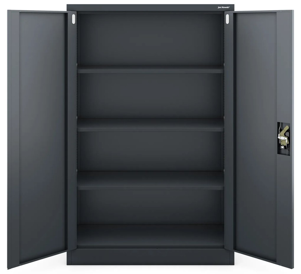 Szafa biurowa metalowa niska z 3 półkami antracytowa, 900x1400x400 mm: KEVIN