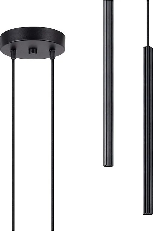 Lampa wisząca nowoczesny Arche, stal - 2 źródło - L.15 x H.118 cm - czarny