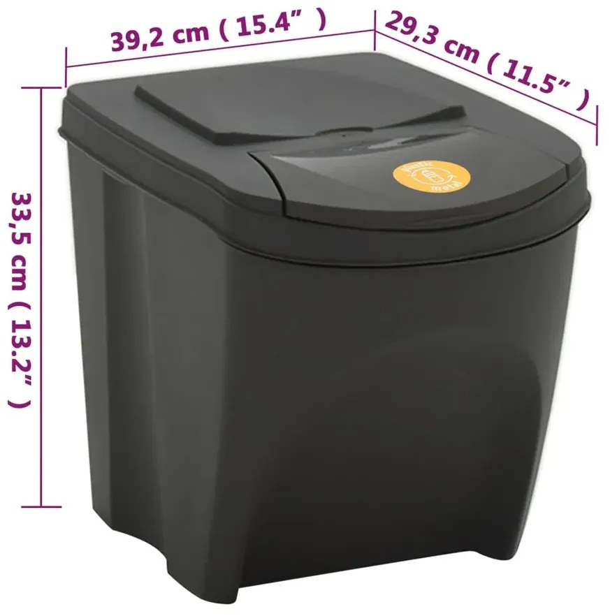 Komplet 3 koszy do segregacji śmieci G1-Z92