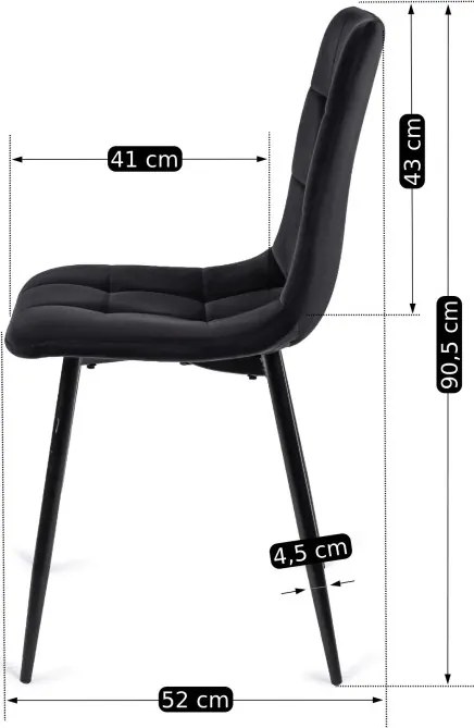 Zestaw Stół Rozkładany SAMER 120-160 cm Dąb/Czarny i 4 Krzesła Tapicerowane PERU Czarne Welurowe