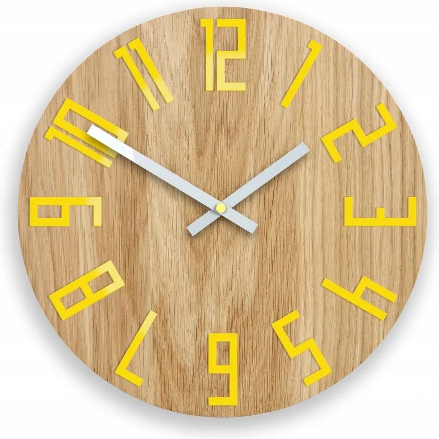 Zegar na ścianę nowoczesny drewniany z dużymi cyframi okrągły cichy loft