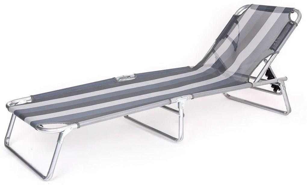 Happy Green Leżak plażowy Athina szary, 190 x 58 x 27 cm