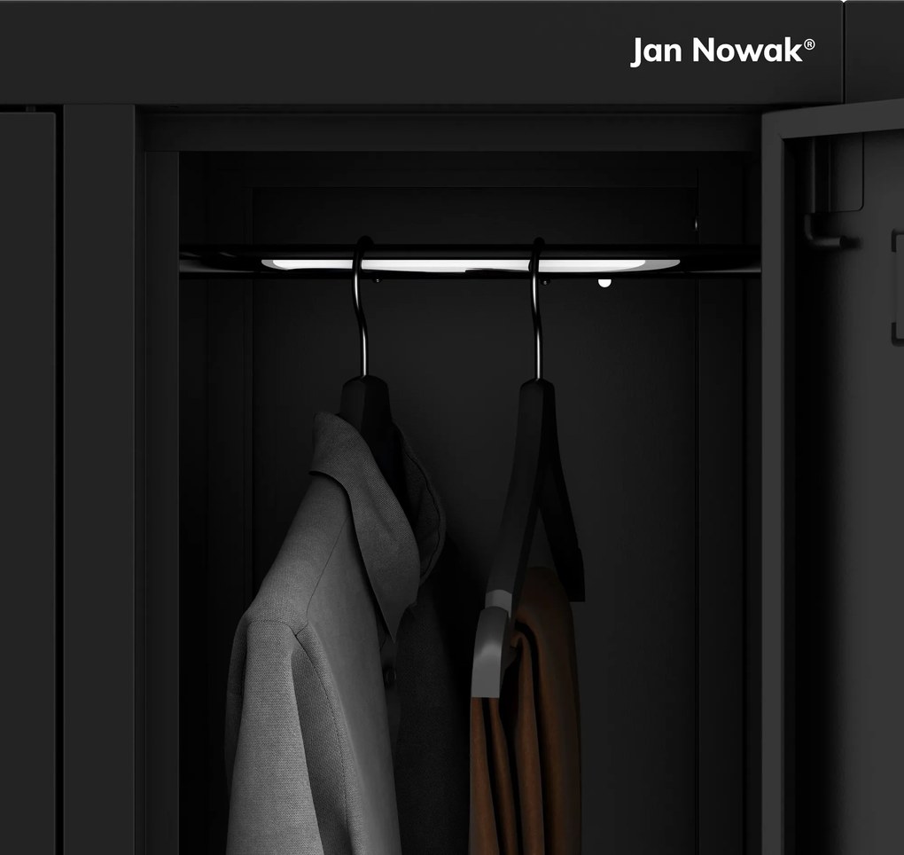 Szafa socjalna ubraniowa 10-drzwiowa czarna, 1360x1720x450 mm: BARTEK