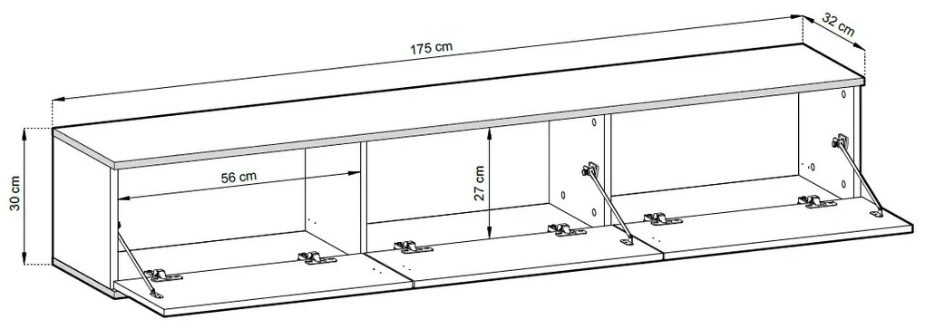 Szafka RTV KARL 3D 175cm wisząca/stojąca biały mat PIASKI Meble