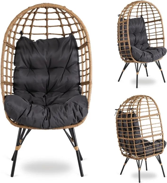 Fotel ogrodowy typu kokon Madison, szary, stojący