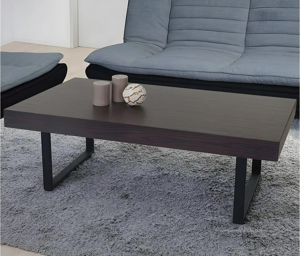 Stolik kawowy Genk T576,  Wenge, ciemne metalowe nogi