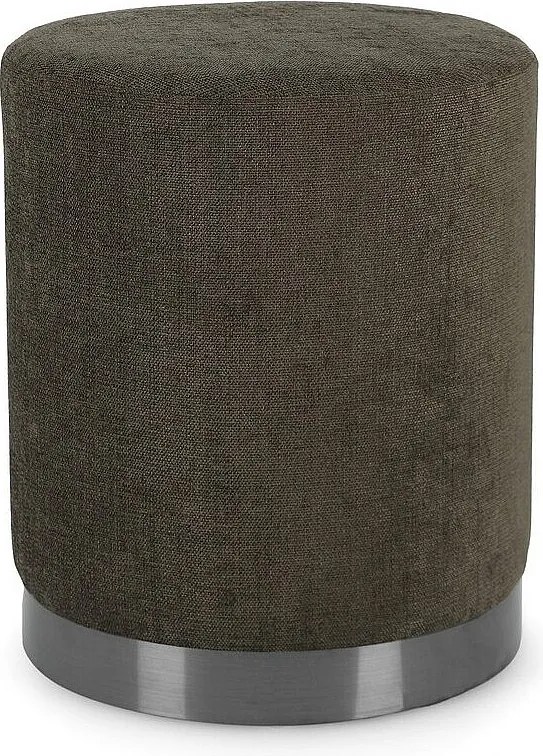 Pufa z tkaniny w kolorze tymiankowym z metalowym pierścieniem - ERNESTINE