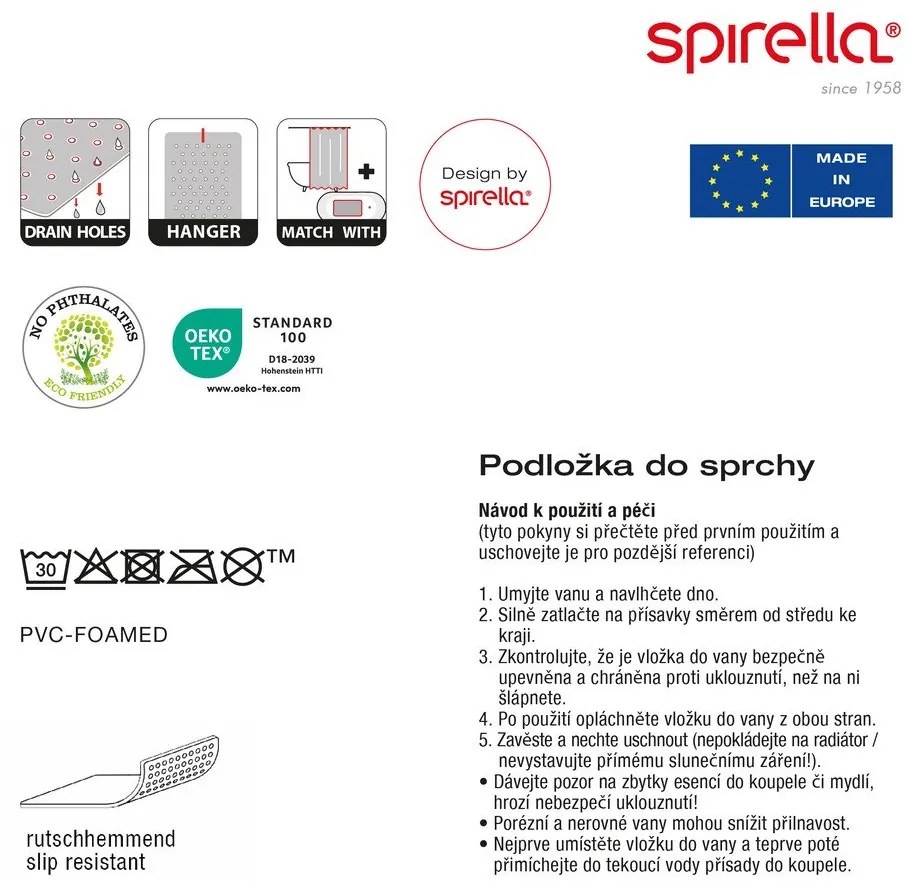 Mata antypoślizgowa pod prysznic 55x55 cm Bang – Spirella