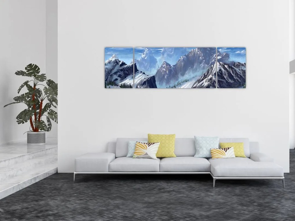 Obraz - Malowane góry (170x50 cm)