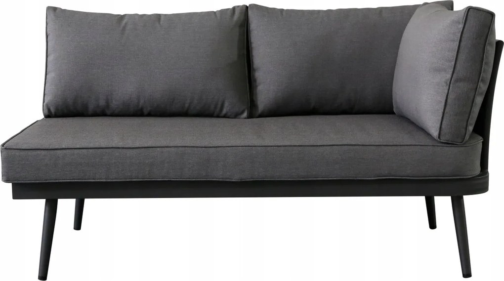 Zestaw mebli ogrodowych szary aluminium narożnik z poduszkami i stolik