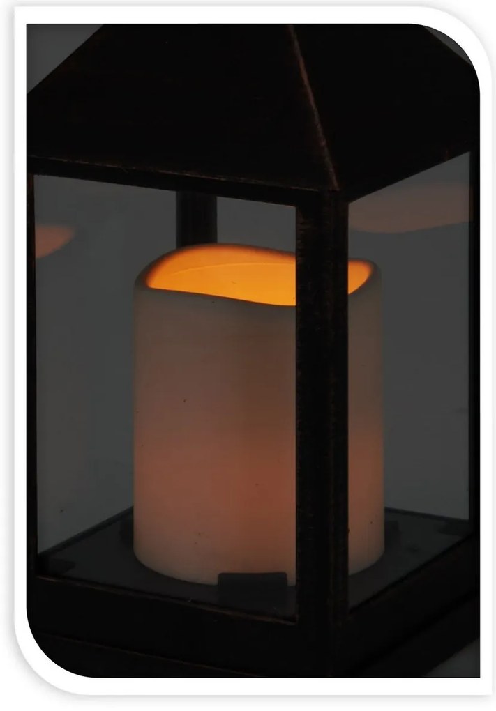 Latarenka z świeczką LED brown, 23 cm