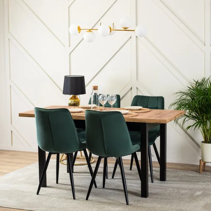 Krzesło Tapicerowane do Jadalni RIO Zielone Welurowe Nowoczesne Loft