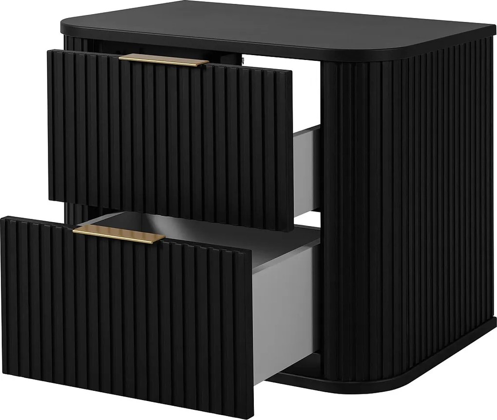 Szafka łazienkowa, matowa czerń, złoty uchwyt, 41,5 x 60 x 51,7 cm