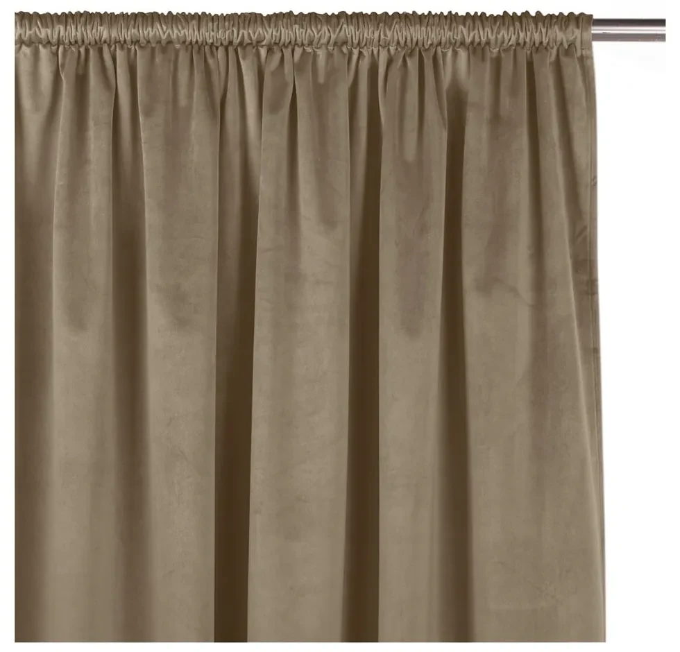 Beżowa aksamitna zasłona częściowo zaciemniająca (dimout) 530x300 cm Velto – Filumi