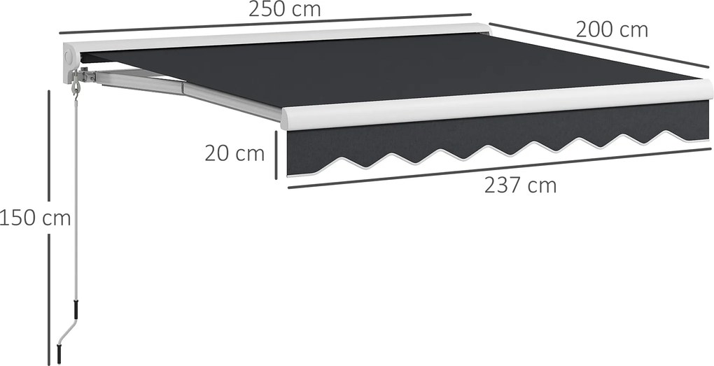 Outsunny Markiza Elektryczna Aluminiowa 250 x 200 cm – Pilot Zdalnego Sterowania, Półkaseton, Szary | Aosom PL