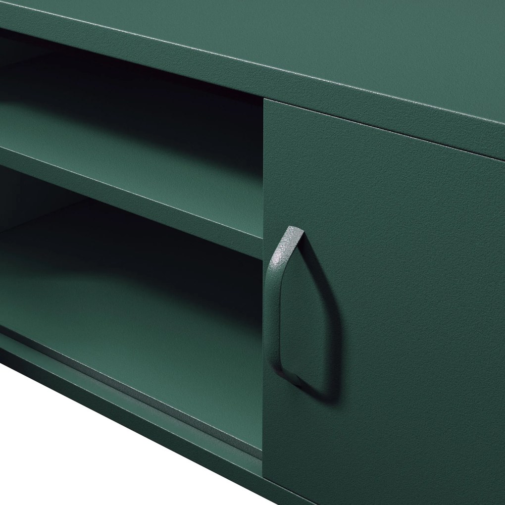 Szafka RTV metalowa szeroka XL na nóżkach butelkowa zieleń, 1700x400x500 mm: ROSARIA