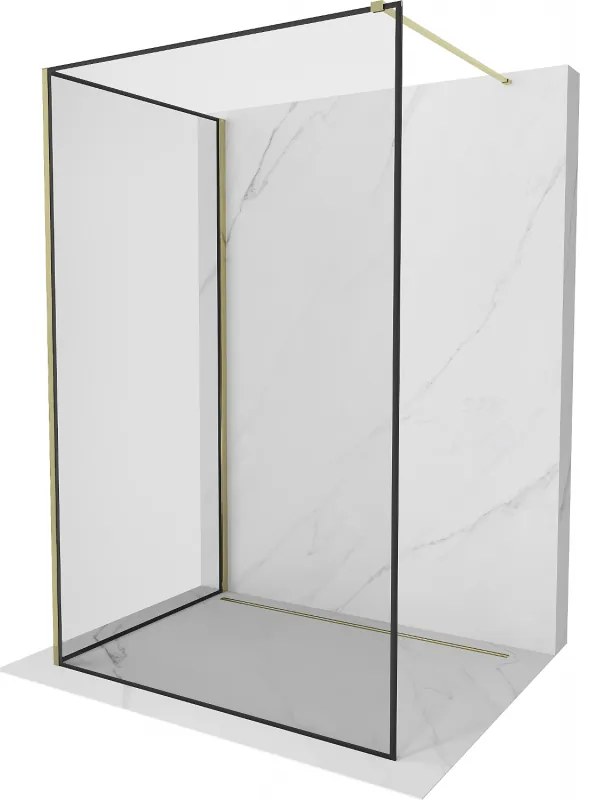 Mexen Kioto ścianka prysznicowa Walk-in 130 x 90 cm, czarny wzór, złota - 800-130-212-50-70-090