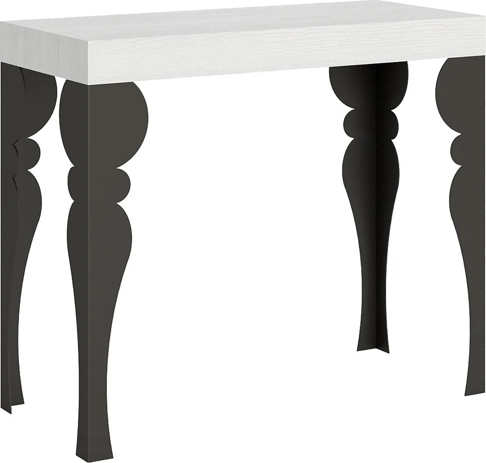 Konsola rozkładana 90x40/300 cm Paxon Frassino biała rama w kolorze Antracytu