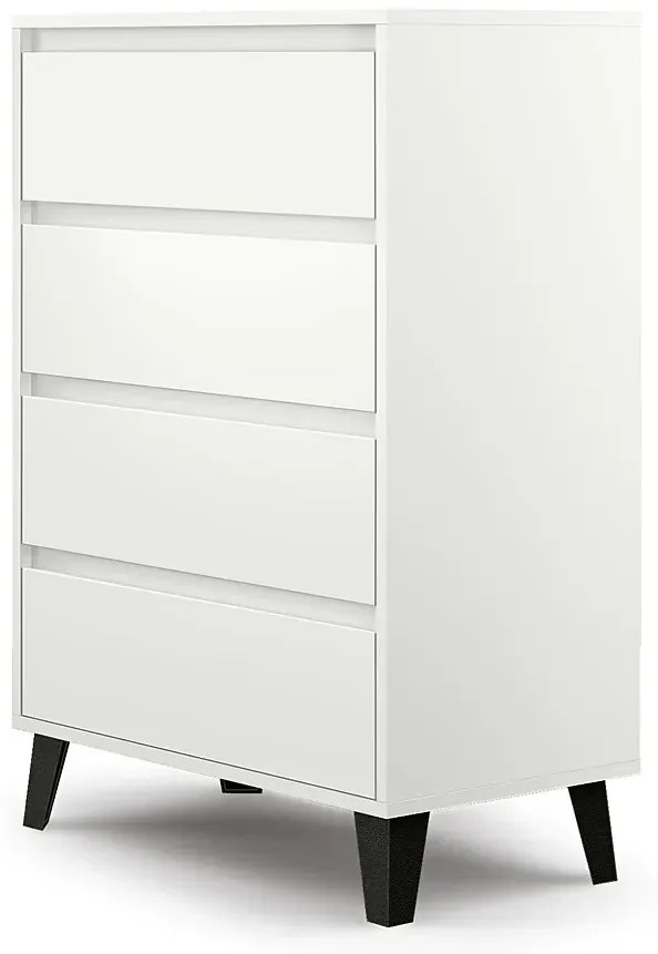 Biała komoda na nóżkach z 4 szufladami - Bilgo 5X