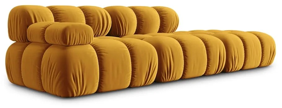 Żółta aksamitna sofa 282 cm Bellis – Micadoni Home