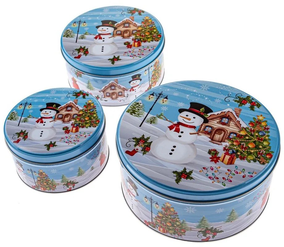 Metalowe pojemniki na pierniki 3 szt. Snowman – Dakls