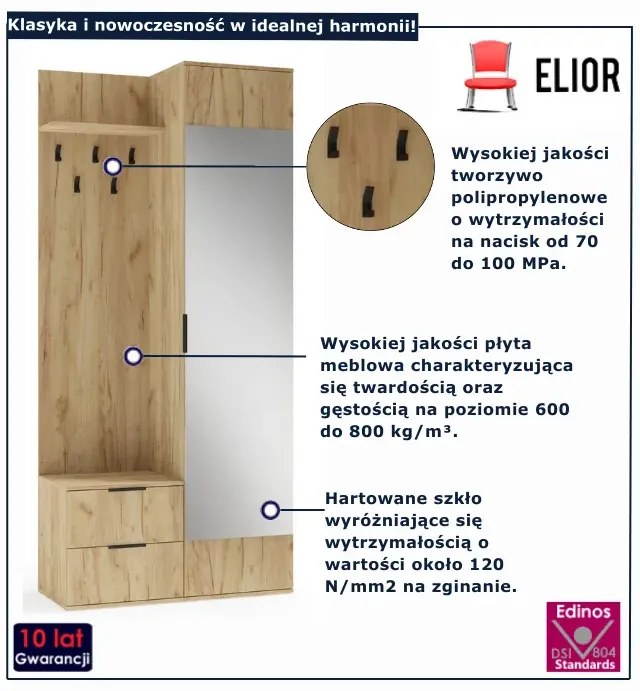 Z lustrem garderoba dąb złoty Z0-E21