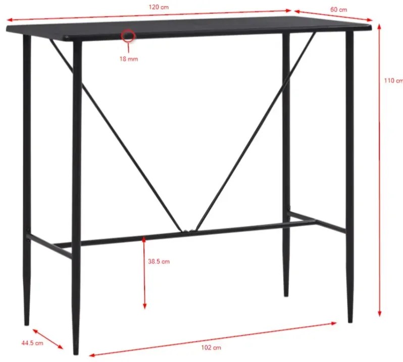 Czarny stolik barowy 60x120 – Wako