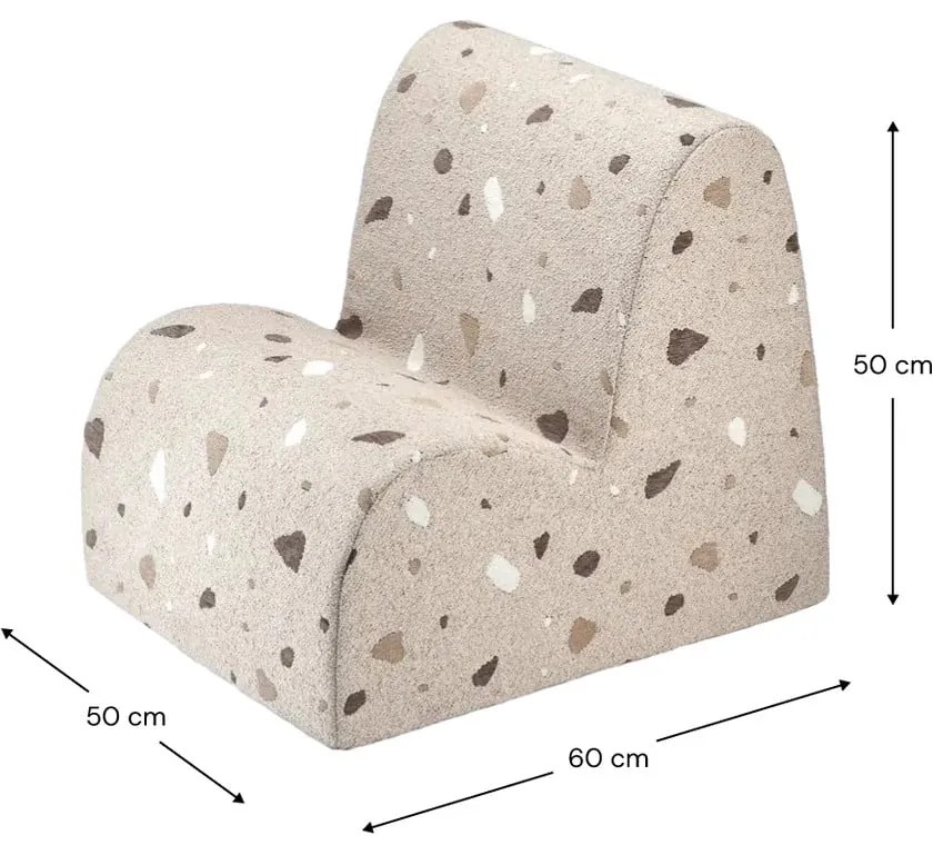 Jasnobrązowy fotel dziecięcy z materiału bouclé/z tkaniny szenilowej Terrazzo Cloud – Wigiwama