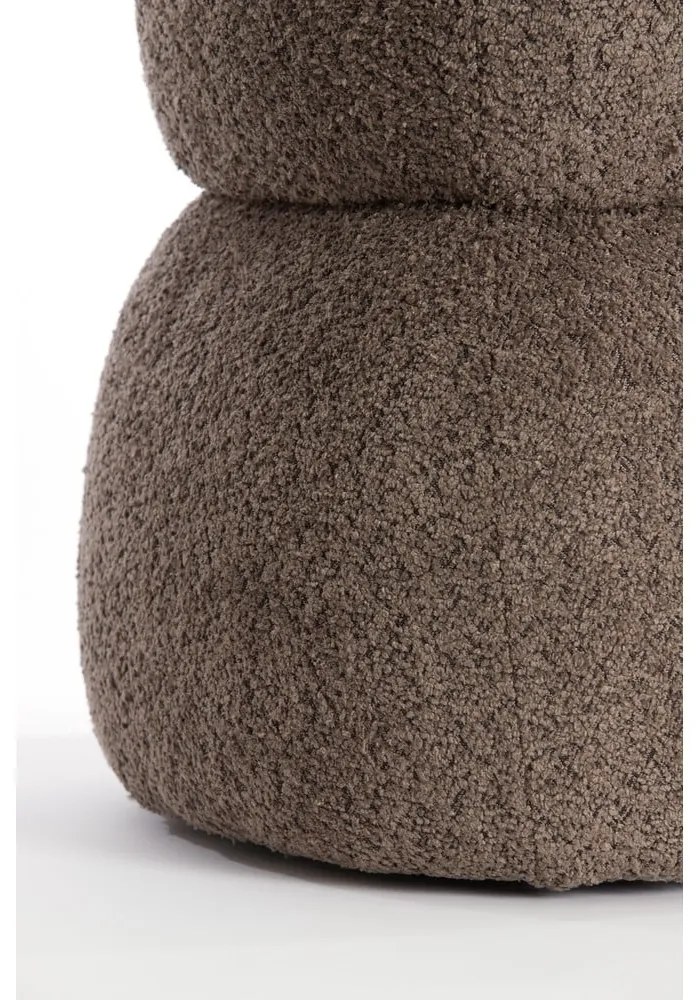 Brązowy puf z materiału bouclé Leyla – Light &amp; Living