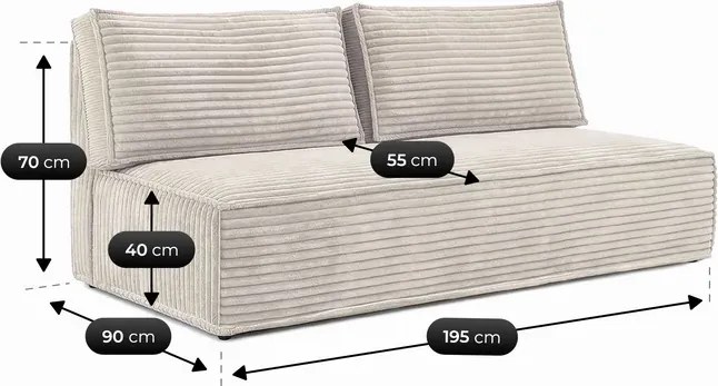 Sofa z Funkcją Spania MAVIA Jasnobeżowa Sztruksowa Japandi