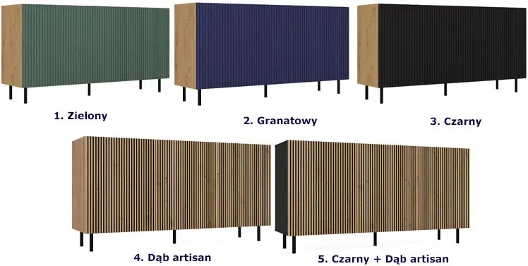 Granatowa nowoczesna komoda lamelowa - Kemi 5X