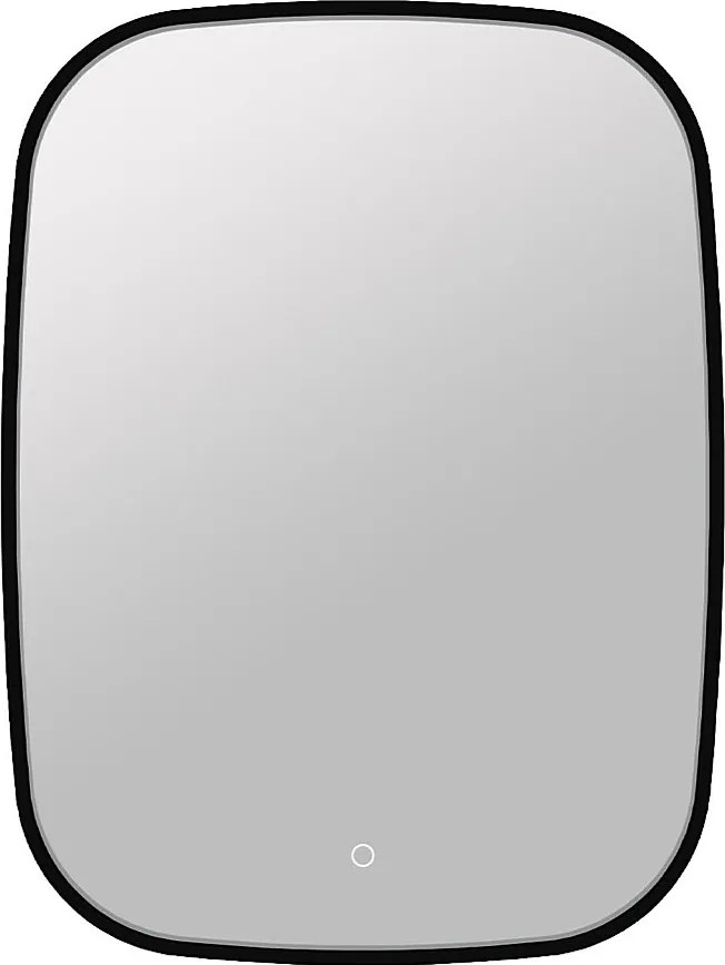 Prostokątne podświetlane lustro łazienkowe z funkcją przeciw zaparowaniu z przyciskiem dotykowym - Matowa czarna ramka - 60 x 80 cm - RISOLINA