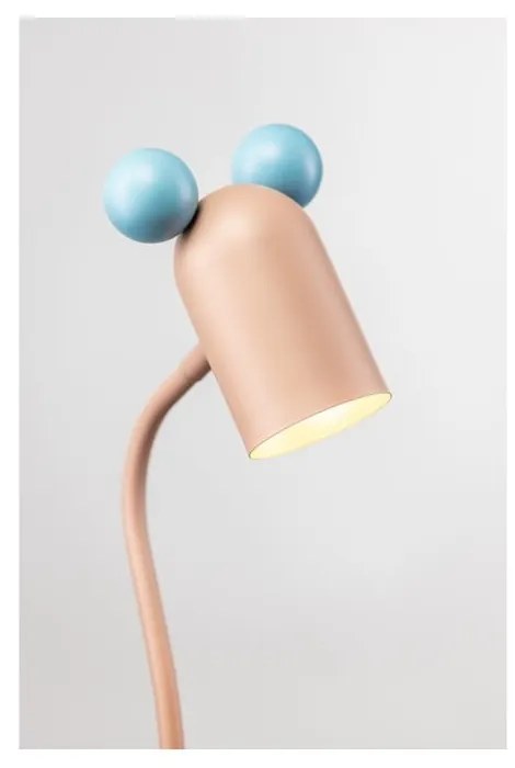 Jasnoniebiesko-różowa lampa stołowa z metalowym kloszem (wysokość 50 cm) Mouse – GTV