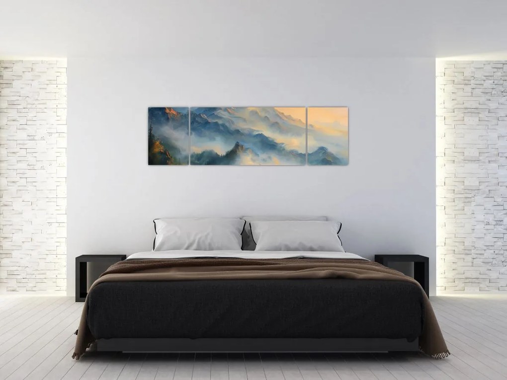 Obraz - Malowany górski krajobraz (170x50 cm)