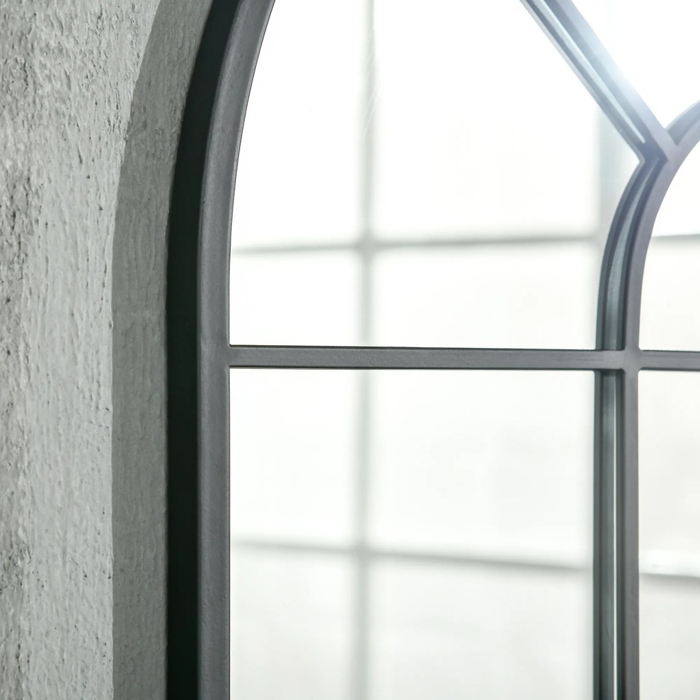 HOMCOM Lustro Okienne 91x60 z Ramą Metalową Czarny Styl Loftowy Nowoczesne Wnętrza | Aosom PL