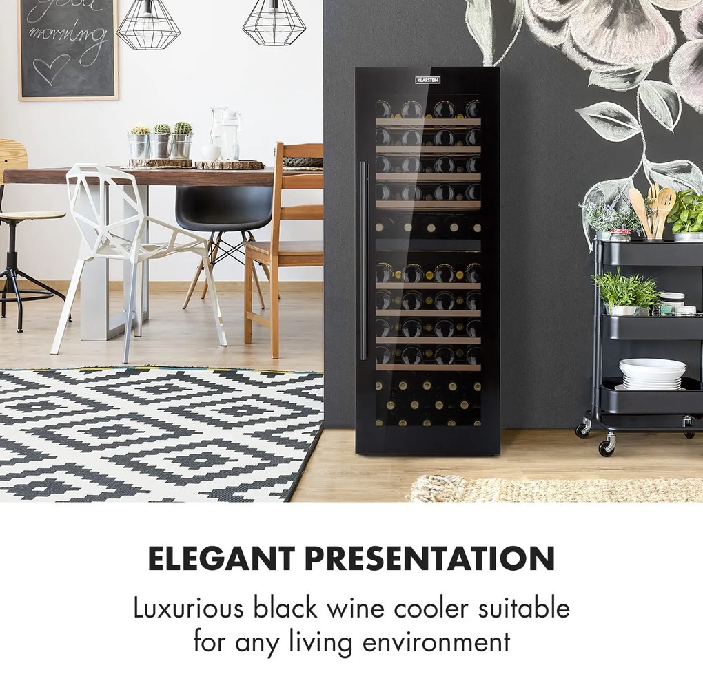 Klarstein Barossa 48cm 77 Butelek Winiarka Dwustrefowa Czarny