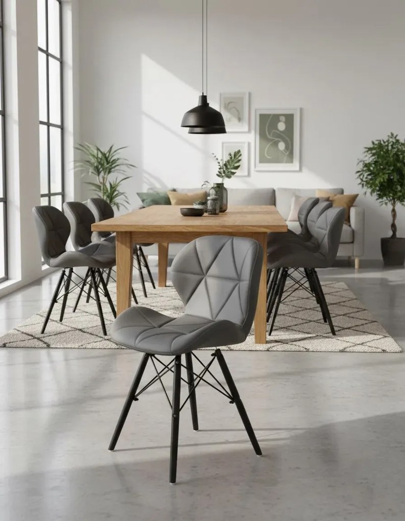 Szare Pikowane Krzesło Skandynawskie S5-R05