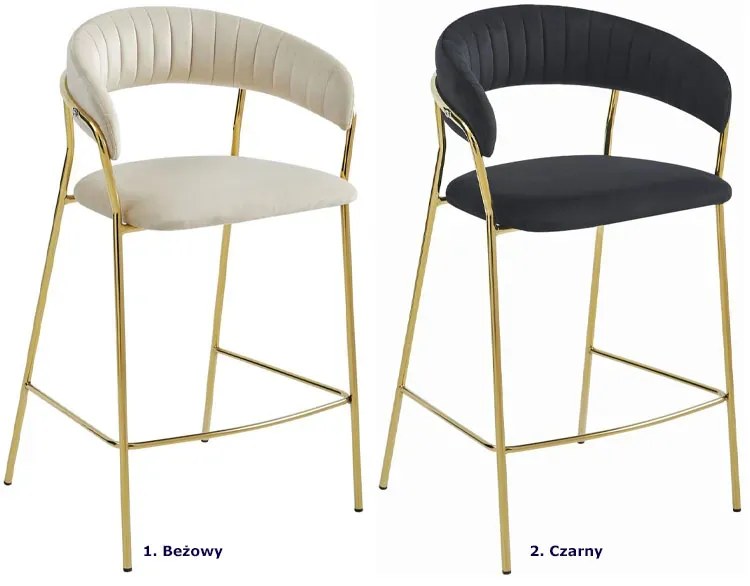 Hoker beżowy z oparciem w stylu glamour B1-F33