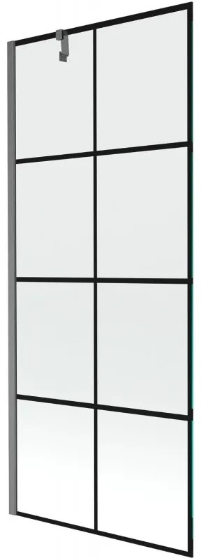 Mexen Next parawan nawannowy 1-skrzydłowy 80 x 150 cm, czarna kratka, gun gray szczotkowany - 895-080-000-00-77-66