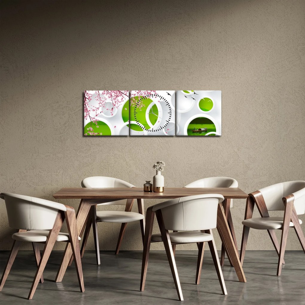 Obraz - Molo nad jeziorem (z zegarem) (90x30 cm)