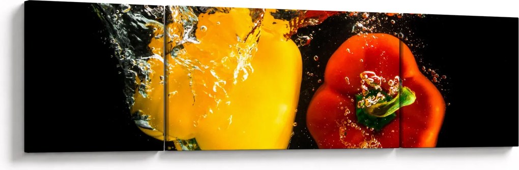 Obraz - papryki w wodzie (170x50 cm)