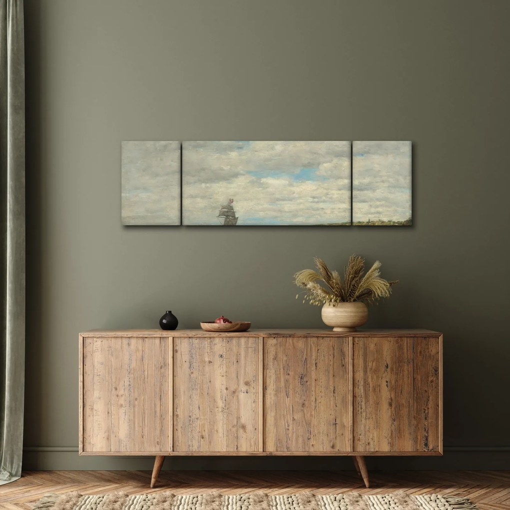 Obraz - Eugène Boudin, Coast of Brittany, reprodukcje (170x50 cm)