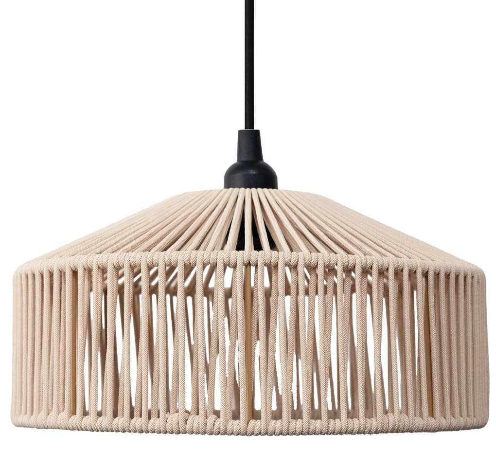 Zewnetrzna Lampa wisząca w stylu Japandi, beżowy sznur, IP44 - CalabardinaJapandi Oswietlenie zewnetrzne