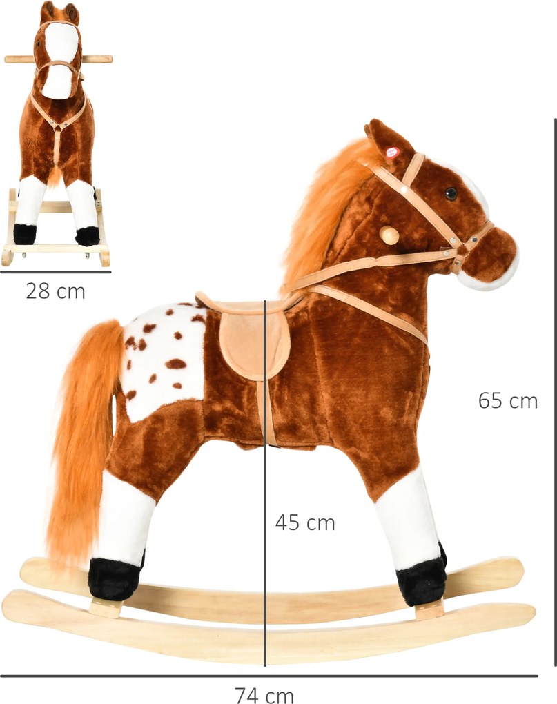 HOMCOM konik na biegunach dla dzieci konik na biegunach bujak rżący różowy