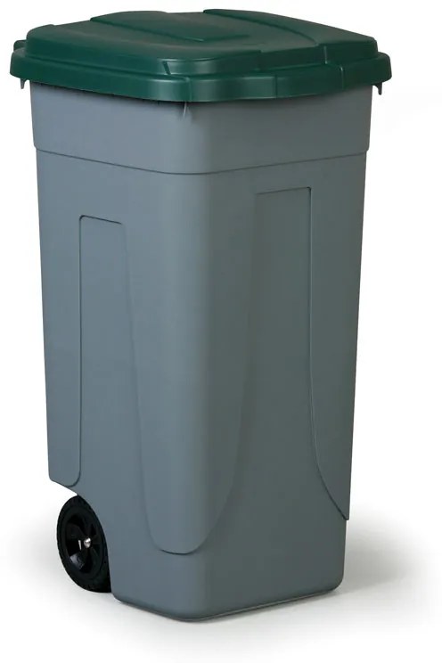 Mobilny kosz na śmieci do segregacji, 100 l, zielone wieko