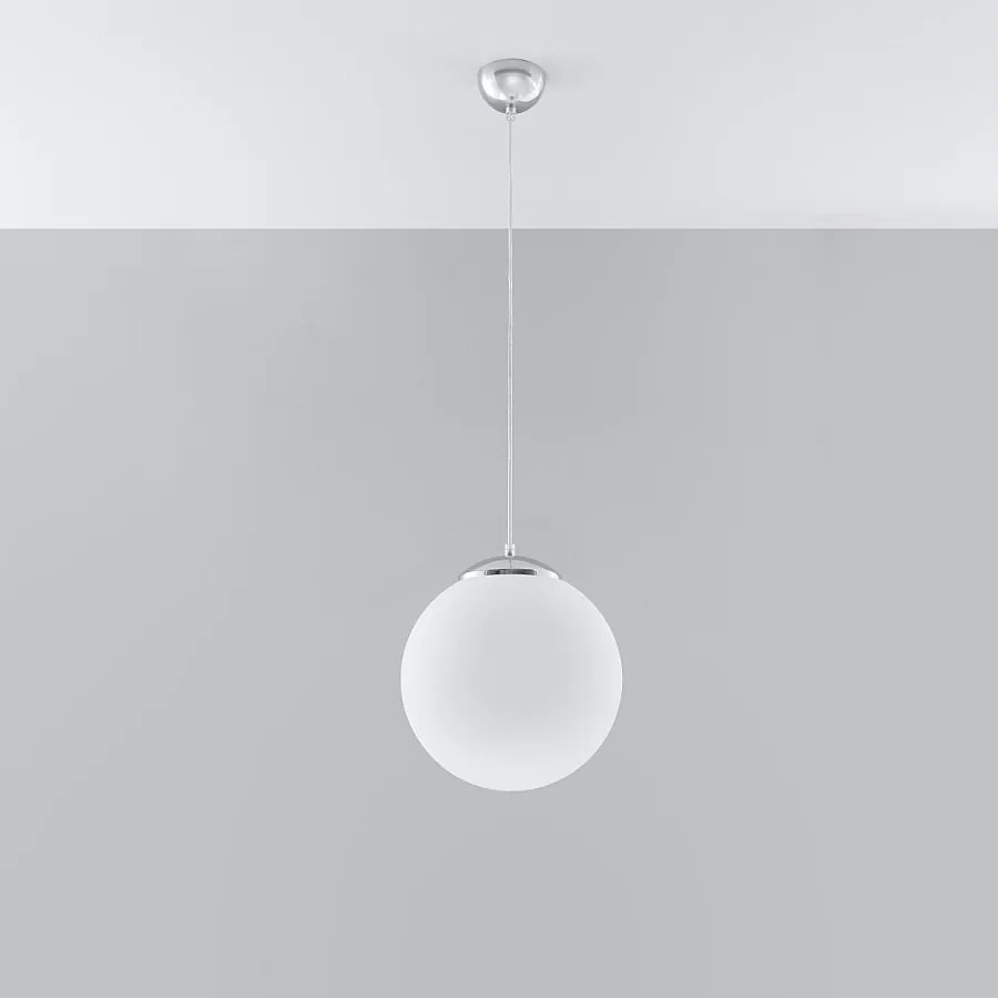 Lampy wiszące minimalistyczny Stera, stal/szkło - 1 źródło światła 4000K - L.30 x H.120 cm - biały/chrom