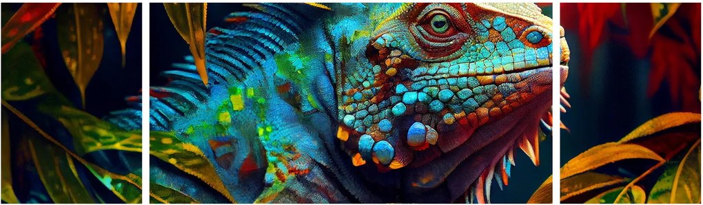 Obraz - Kolorowa iguana (170x50 cm)