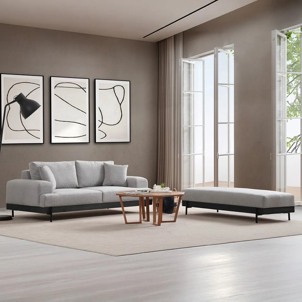 Taboret Eti Black Pouffe Grey